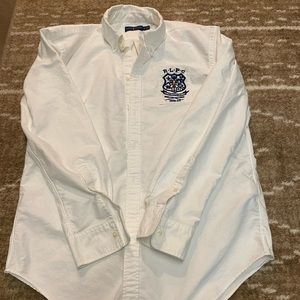 EUC Polo Ralph Lauren Size 10 White Oxford with Patch